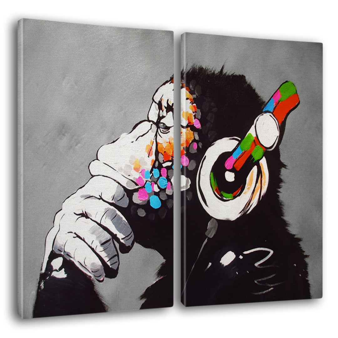 Giallobus - Grosse Gemälde im XXL-Format - Banksy - Street Art - DJ Monkey - Leinwand - 204x140cm |