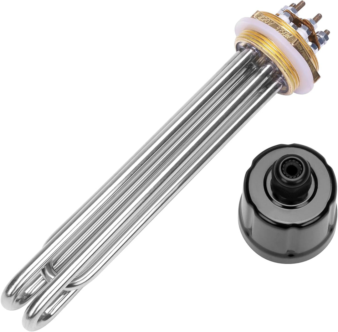 DERNORD 220V/380V 3750W 1-1/4 Zoll DN32 Heizelement 3U Heizstab BSP Kupfer Flansch 220V 3750W, 220V