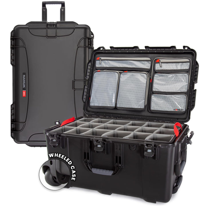 Nanuk 965 wasserdichte Handgepäcktasche mit Deckel-Organizer und gepolsterter Trennwand mit Rädern,