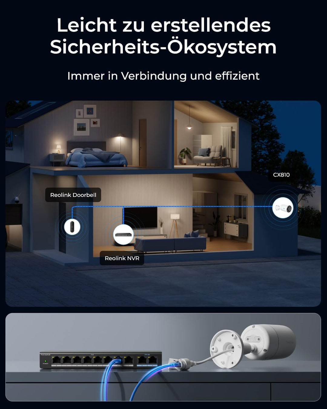 Reolink CX810 ColorX PoE Kamera, 4K UHD, Echtfarben-Nachtsicht, F1,0 Superblende, 1/1,8'' Bildsensor