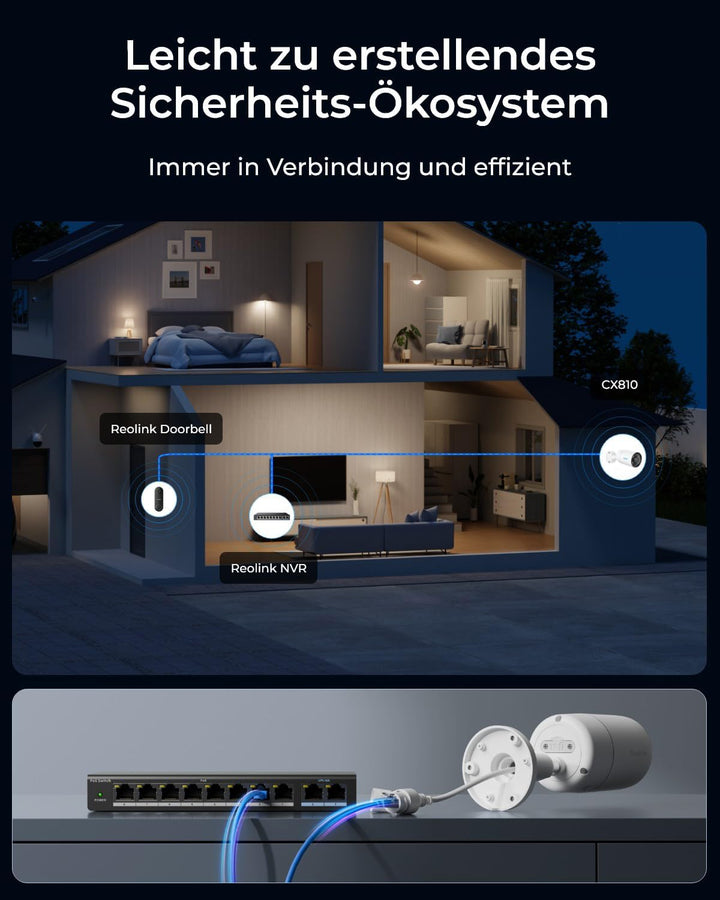 Reolink CX810 ColorX PoE Kamera, 4K UHD, Echtfarben-Nachtsicht, F1,0 Superblende, 1/1,8'' Bildsensor