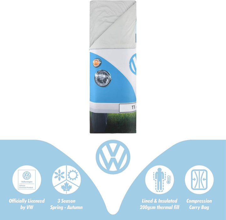 Board Masters VW Collection - Volkswagen Camping & Outdoor Einzelschlafsack im T1 Bulli Bus Design B