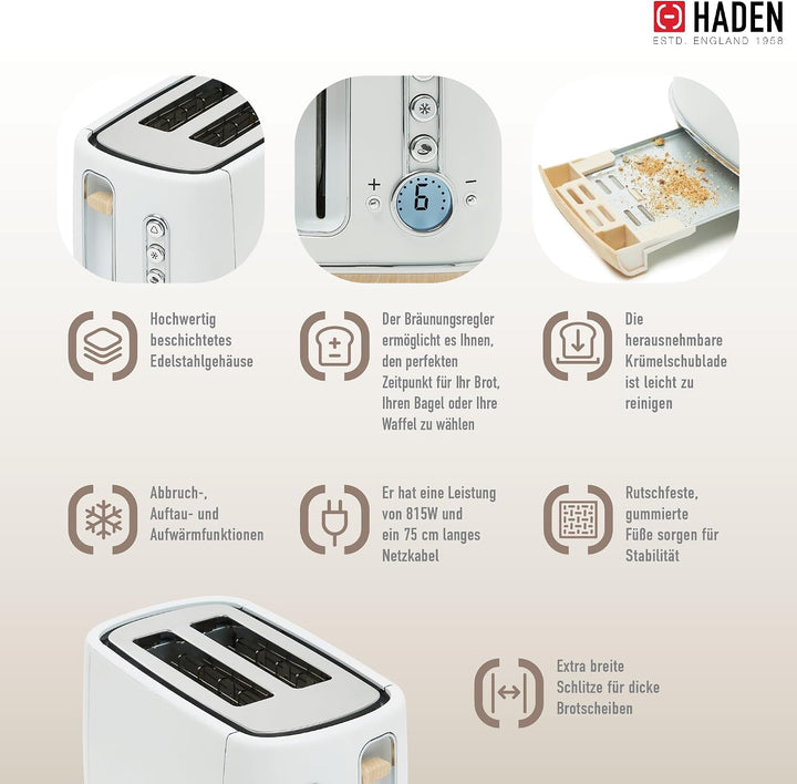 Haden Dorchester White 2 Scheiben Toaster, weiss