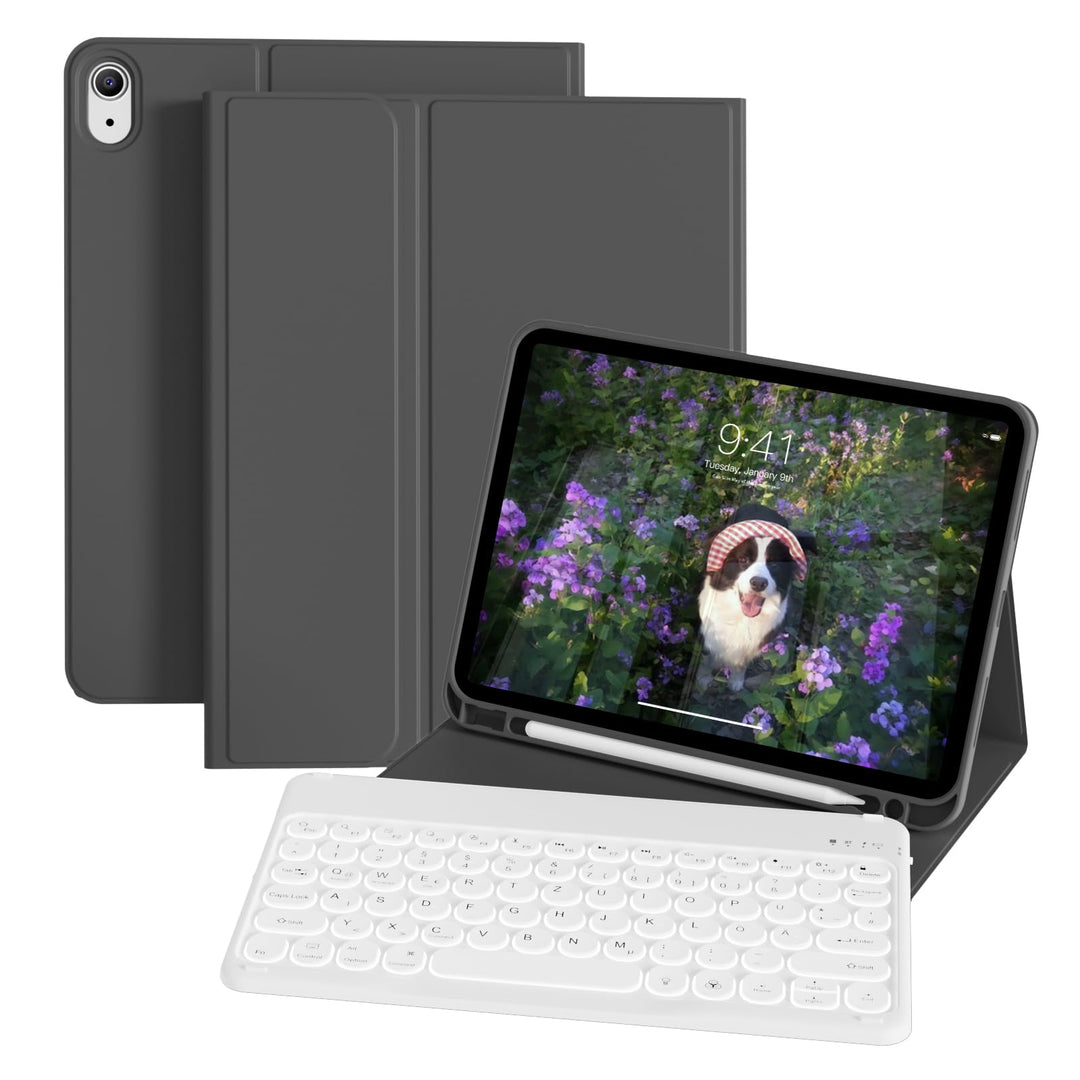 Hülle mit Tastatur für iPad A16 11/10 Generation (2025/2022, 11/10.9 Zoll), 7 Farben Beleuchtete Abn