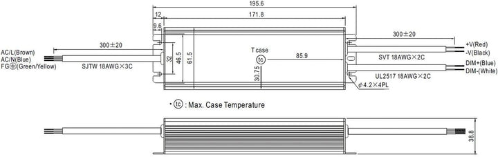 MeanWell HLG-185H-12A 156W 12V 13A LED Netzteil IP65, HLG-185H-12A