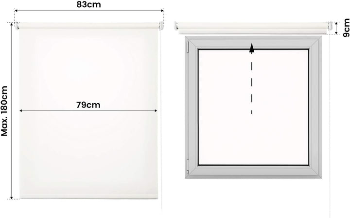 STORESDECO Lichtdurchlässig Rollo, Glatt, Rollo für Fenster und Türen | Weiss, 80 cm x 180 cm 80 cm
