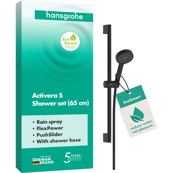 hansgrohe Activera S - Duschset mit Duschkopf wassersparend (EcoSmart, 1 Strahlart), Duschschlauch (