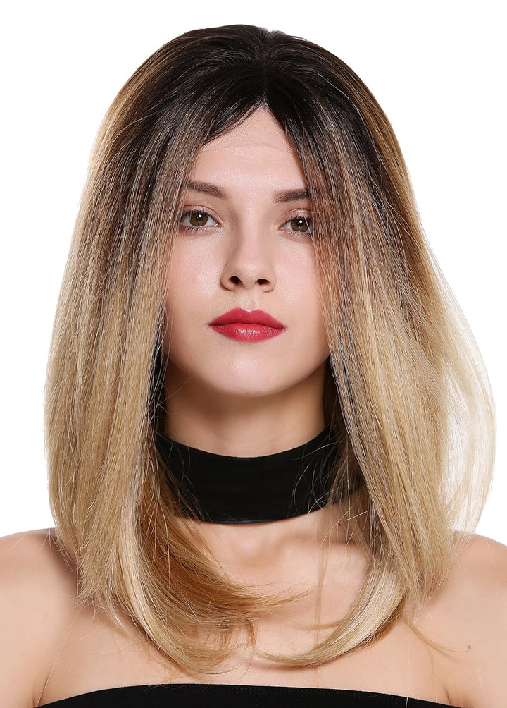 WIG ME UP - DW2553A-MF-44-Y-SC1911 Perücke Damenperücke Lace-Front Teil-Mono lang glatt Ombre Mix Du