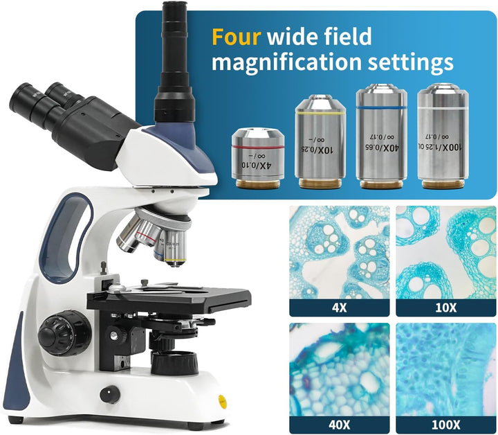 Swift SW400 Compound-Trinokular-Labor-Mikroskop, Unendliches optisches System, 40X-2500X Vergrösseru