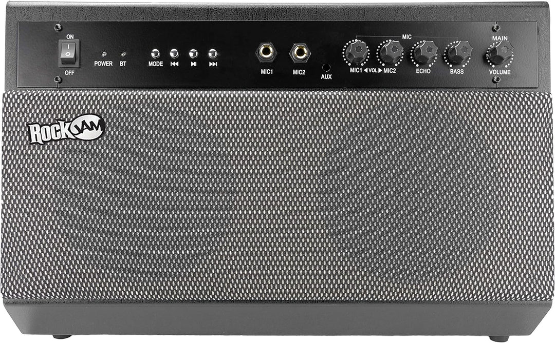 RockJam Premium Performer 100-Watt-Bluetooth-Karaoke-Maschine & PA-System mit zwei Karaoke-Mikrofone
