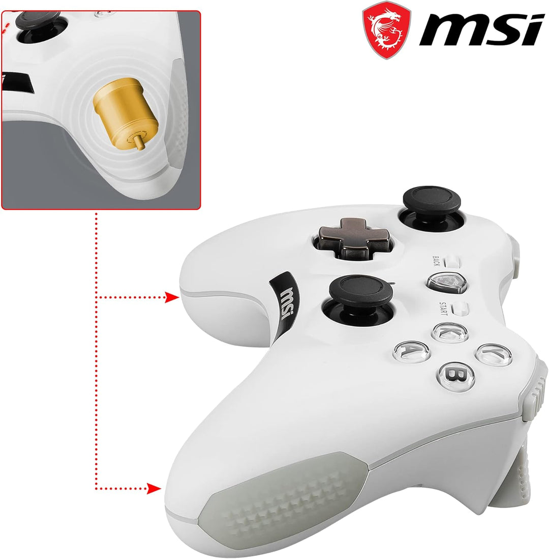MSI FORCE GC20 V2 WHITE Kabelgebundener PC Gamepad Controller - austauschbare D-Pad Abdeckungen, zwe