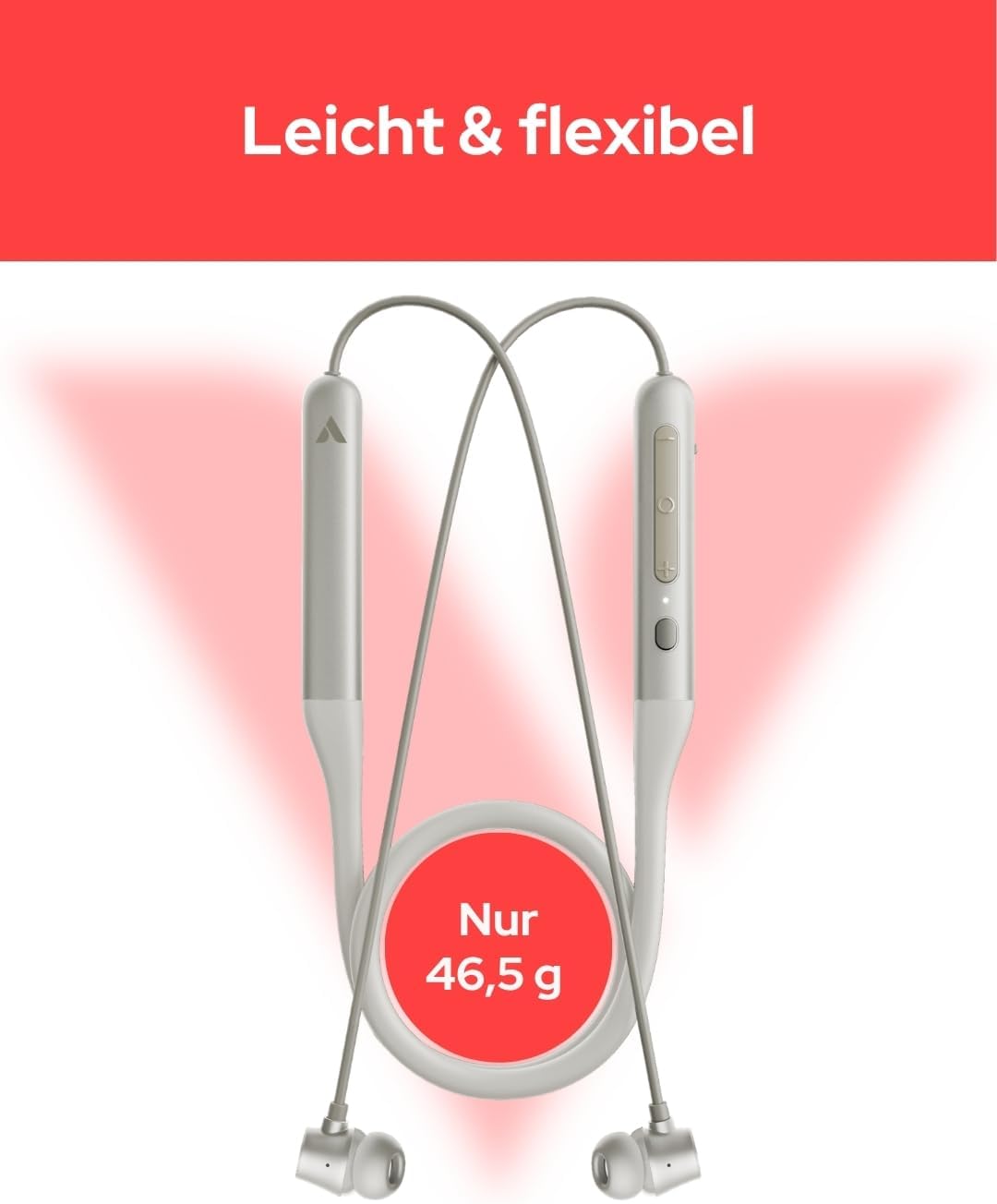 Verbatim TruSound ANC Neckband Earbuds (Grau) Bluetooth 5.4 mit Active Noise Cancelling Mikrofon 28h