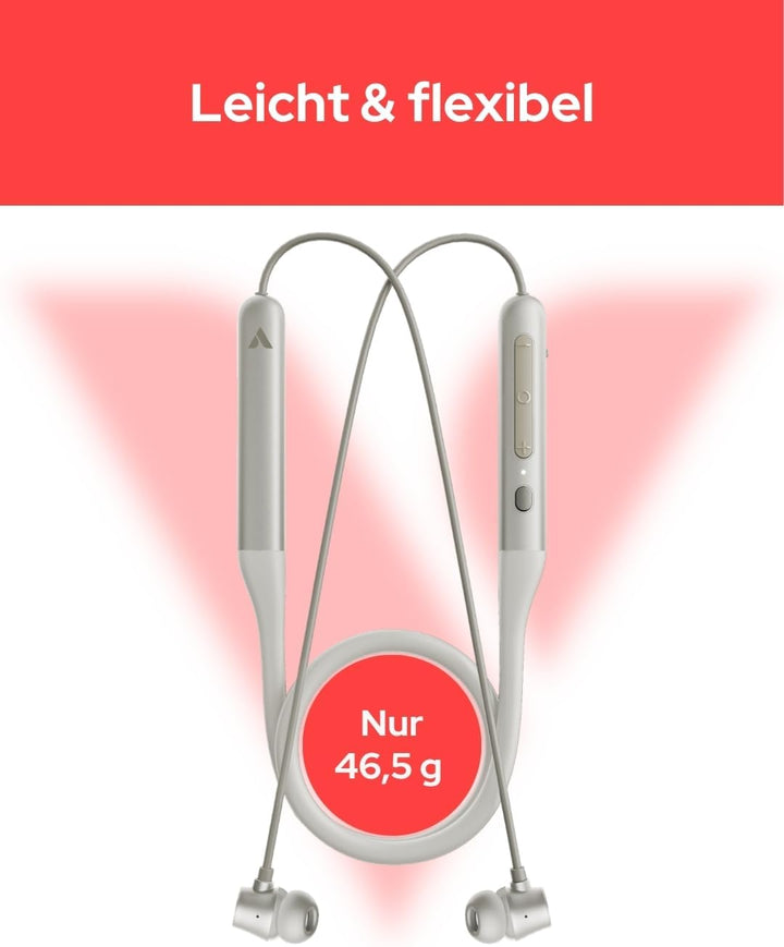 Verbatim TruSound ANC Neckband Earbuds (Grau) Bluetooth 5.4 mit Active Noise Cancelling Mikrofon 28h