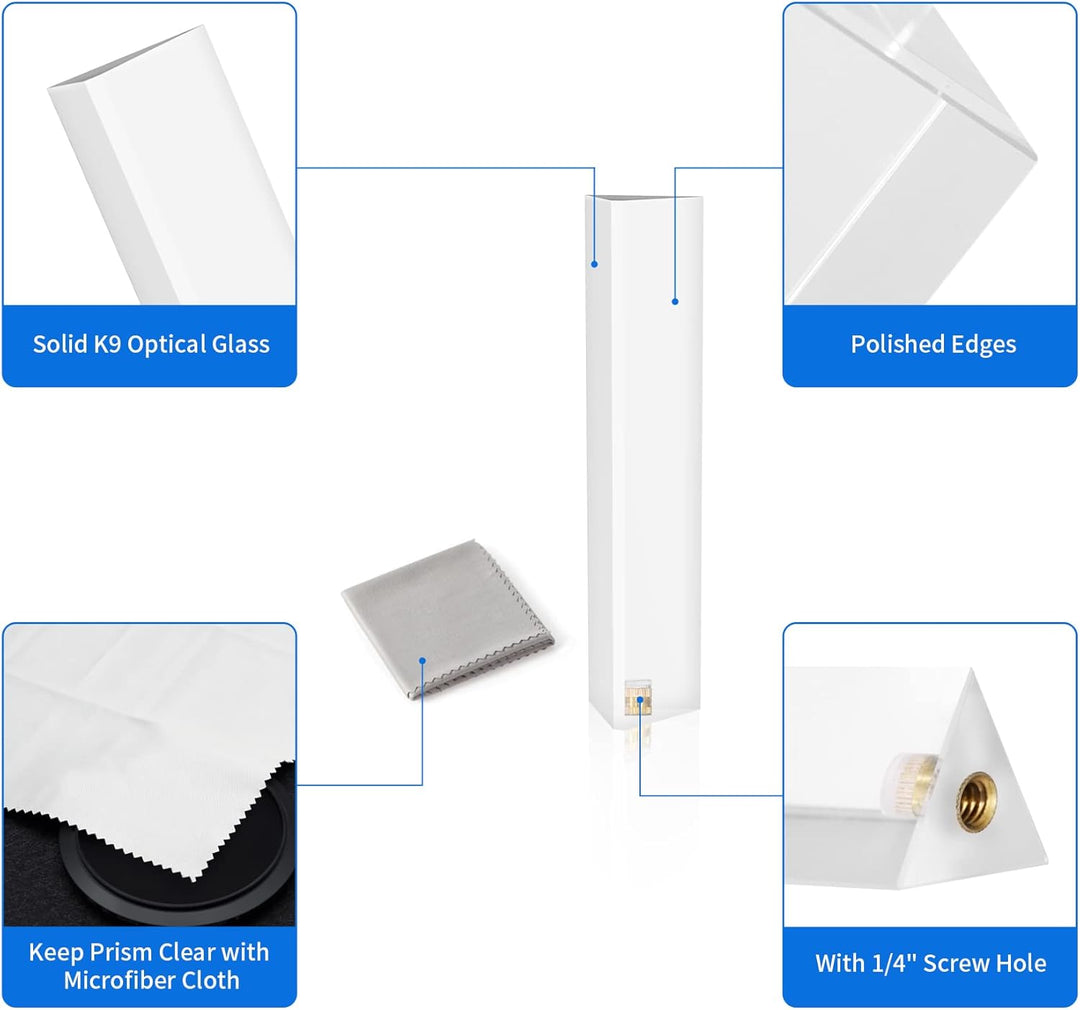 Selens Fotografie Kristall Dreieckig Prisma mit 1/4" Gewindeloch, Professionelle Optik Kristall Glas