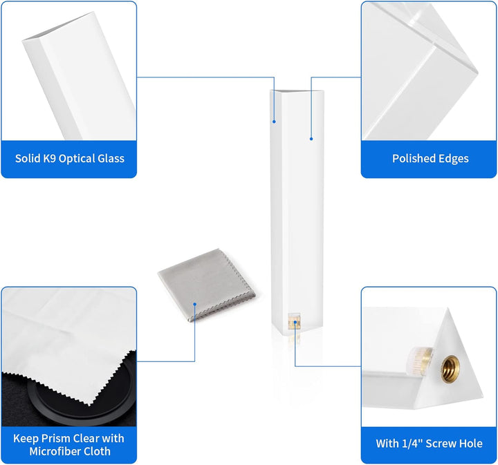 Selens Fotografie Kristall Dreieckig Prisma mit 1/4" Gewindeloch, Professionelle Optik Kristall Glas