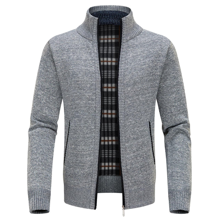 KUDORO Strickjacke Herren Cardigan Trachtenjacke mit Reissverschluss Gestrickt Wintermantel Strickja