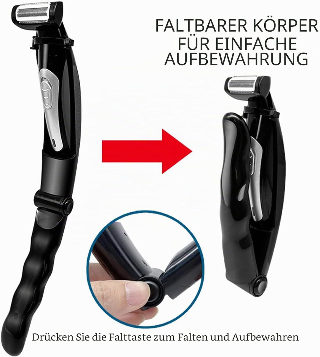 Körperhaarschneider für Männer – Elektrischer Rückenrasierer mit Abnehmbarem Langen Griff, Haarschne