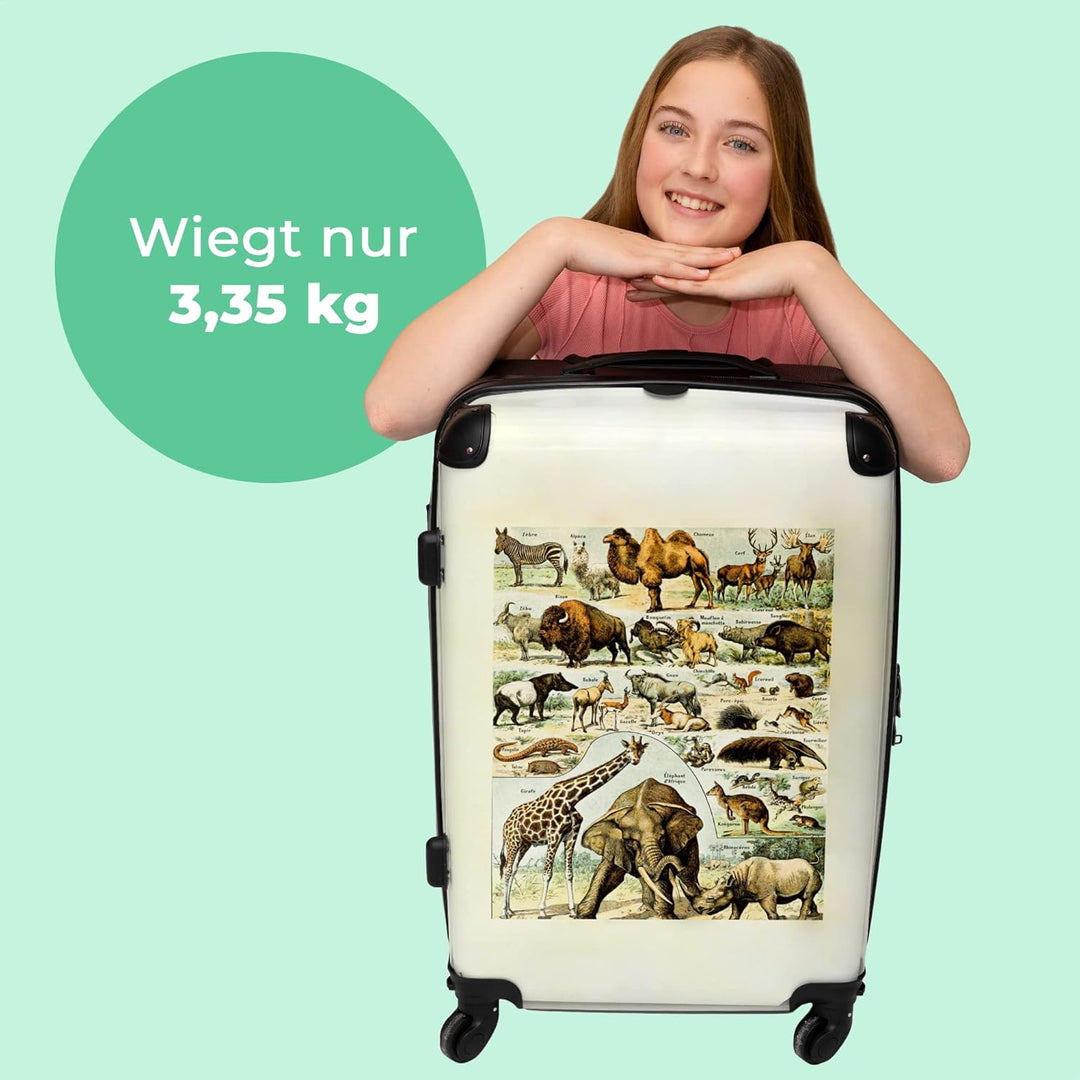 Koffer gross Trolley Rollkoffer Reisekoffer mit 4 Rollen Fotokoffer - Vintage - Wildtiere - Safari -