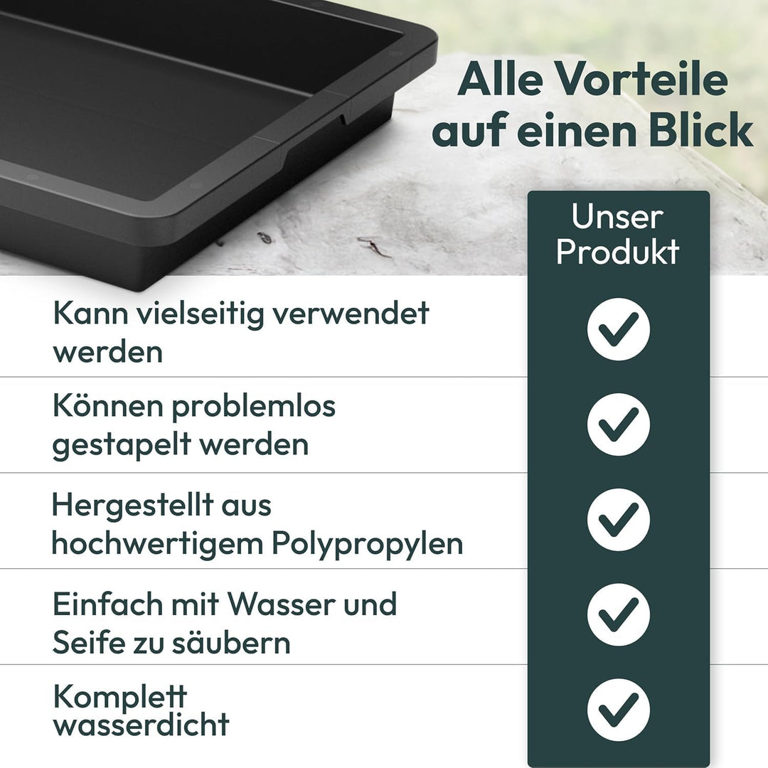 UDOPEA Manna Profi Pflanzschale 60 x 40 x 6,5 cm stabile Gewächshaus-Wanne ohne Bodenlöcher wasserdi