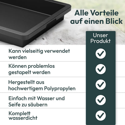 UDOPEA Manna Profi Pflanzschale 60 x 40 x 6,5 cm stabile Gewächshaus-Wanne ohne Bodenlöcher wasserdi