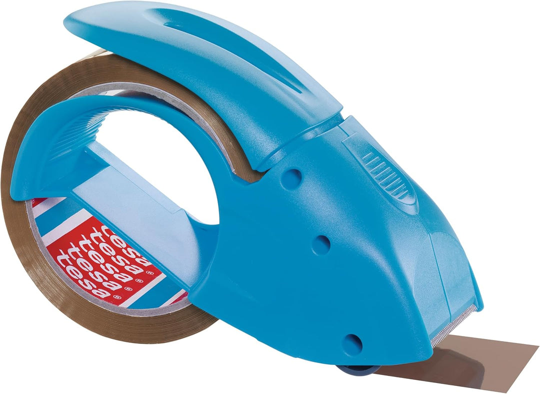 Tesa Packband Handabroller Pack ‘n‘ Go, Blau, inkl. 1 + 5 Rollen tesapack PP in braun, 50m:50mm