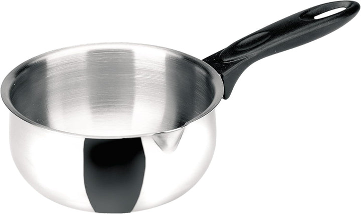 IBILI Stielkasserolle Clásica gewölbt 16 cm aus Edelstahl/Kunststoff, Silber/schwarz, 16 cm