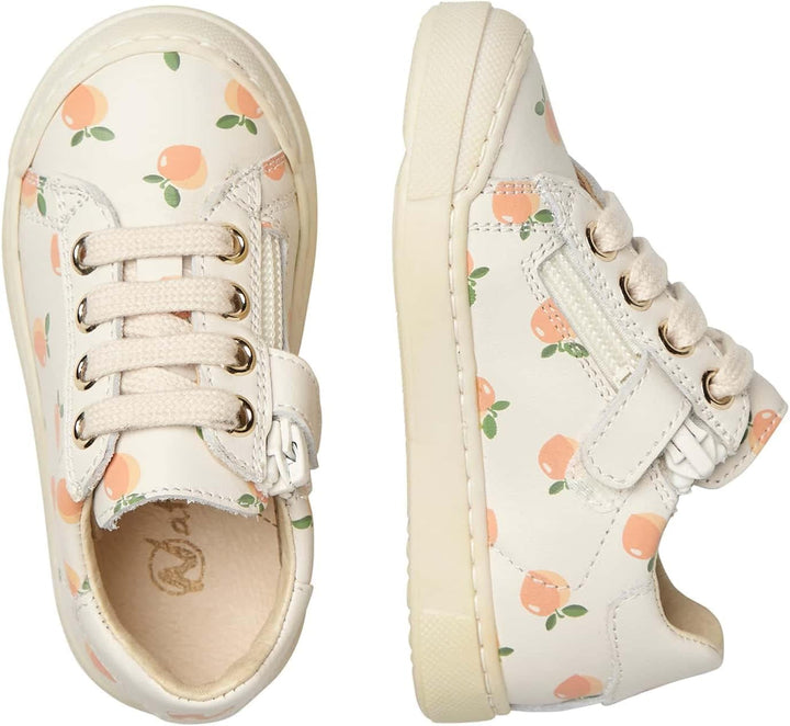 Naturino Eindhoven Zip-Sneakers aus Leder mit Apricot-Print 32 EU Creme Weiss, 32 EU Creme Weiss