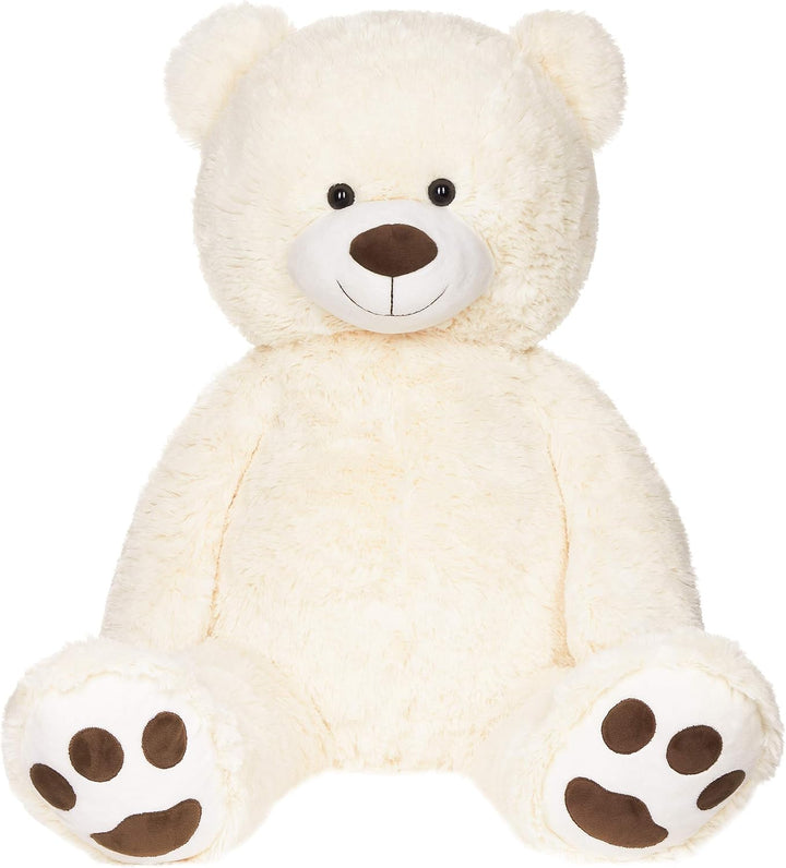 BRUBAKER XXL Teddybär 100 cm gross - Weiss - Stofftier Plüschtier Kuscheltier, Weiss