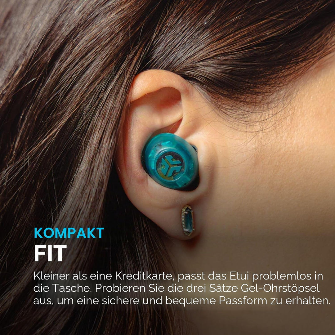 JLab Go Pop ANC In Ear Kopfhörer - Bluetooth, Transparentes Neongrün | Active Noise Cancelling, 24+