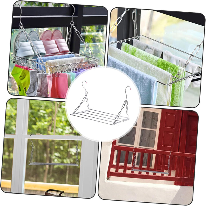 HOMSFOU Balcony Drying Rack Vielseitiger Wäscheständer Für Socken Schuhe Und Kleidung Platzsparend U