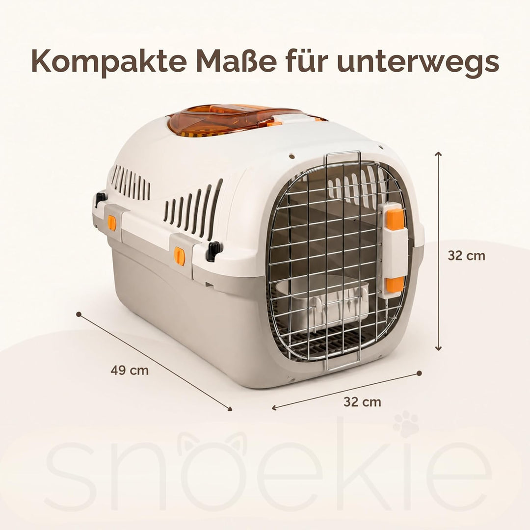 SNOEKIE Katzen Transportbox mit 2 Öffnungen, 49,5 x 32 x 32,6 cm, Haustierbox für Katzen &amp; kleine Hu