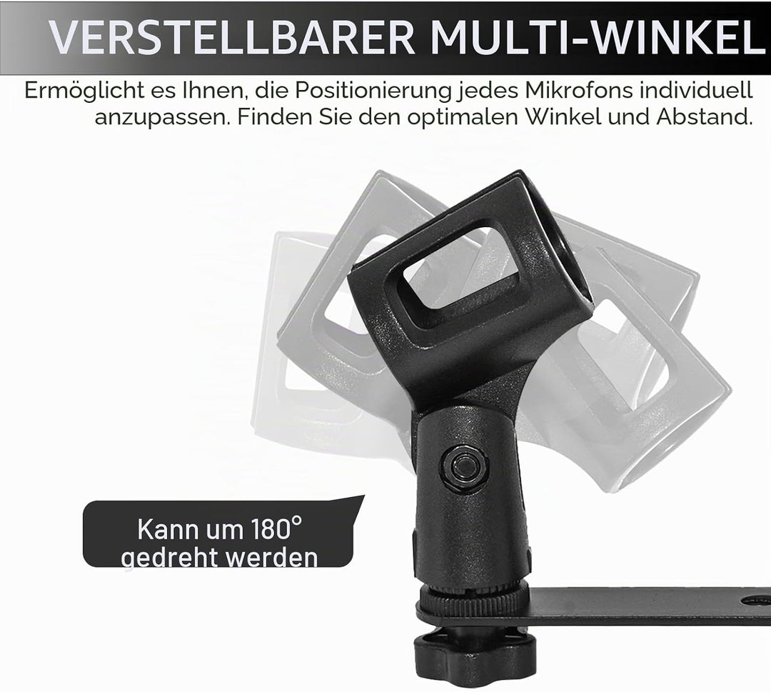 Mikrofonhalterung für 1 bis 2 Mikrofonhalter mit Standardhalterung, geeignet für die meisten Mikrofo