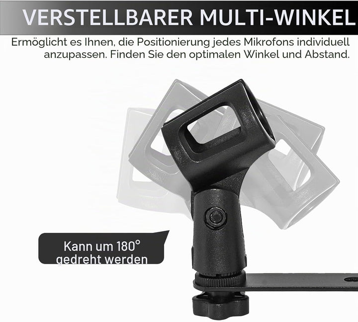 Mikrofonhalterung für 1 bis 2 Mikrofonhalter mit Standardhalterung, geeignet für die meisten Mikrofo