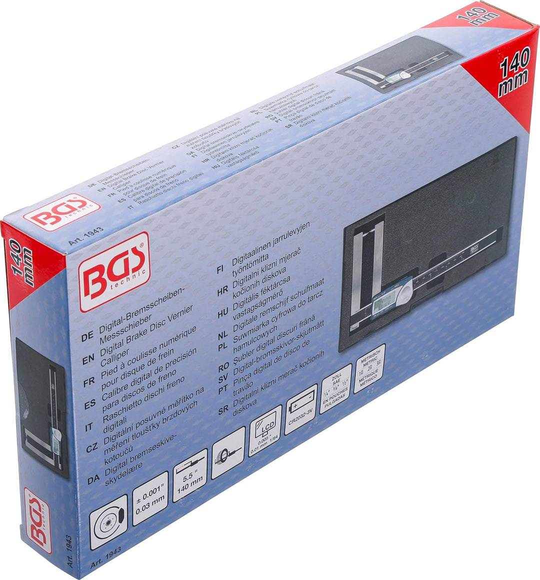 BGS 1943 | Digital-Bremsscheiben-Messschieber | 140 mm | mm + Zoll | inkl. Kunststoff-Kassette, 140