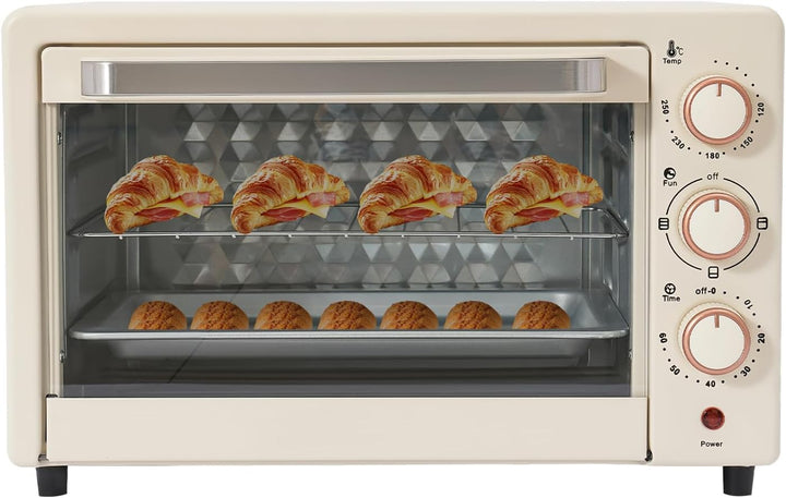 22L Elektrobackofen, Mini-Backofen mit einstellbarer Temperatur und 60-Minuten-Timer, Vielseitiger H