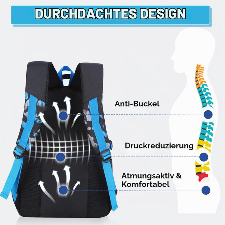 Amythe Kinderrucksack Schulrucksack Jungen Teenager, Lässiger Daypack Schule Leichter aus Nylon, 15-