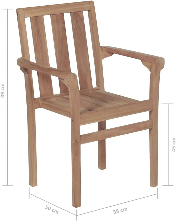 vidaXL 2X Teak Massiv Gartenstuhl Stapelbar Stuhl Holzstuhl Gartenstühle Stühle Stapelstuhl Essstuhl