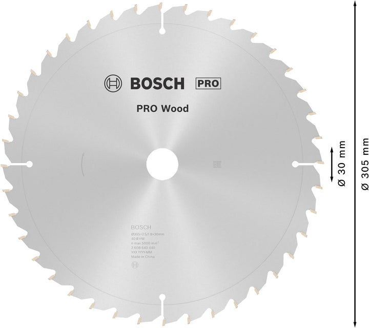 Bosch Professional 1x Kreissägeblatt Optiline Wood (Sägeblatt für Holz, Ø 305 x 30 x 2,5 mm, 40 Zähn