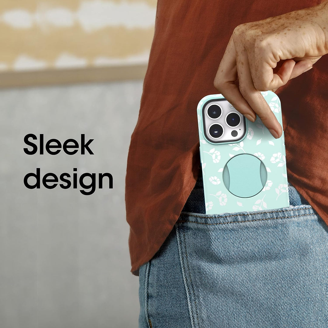 OtterBox OTTERGRIP Symmetry Schutzhülle für iPhone 14 Pro Max – Mohnblumen von The Sea (blau) Mohnbl