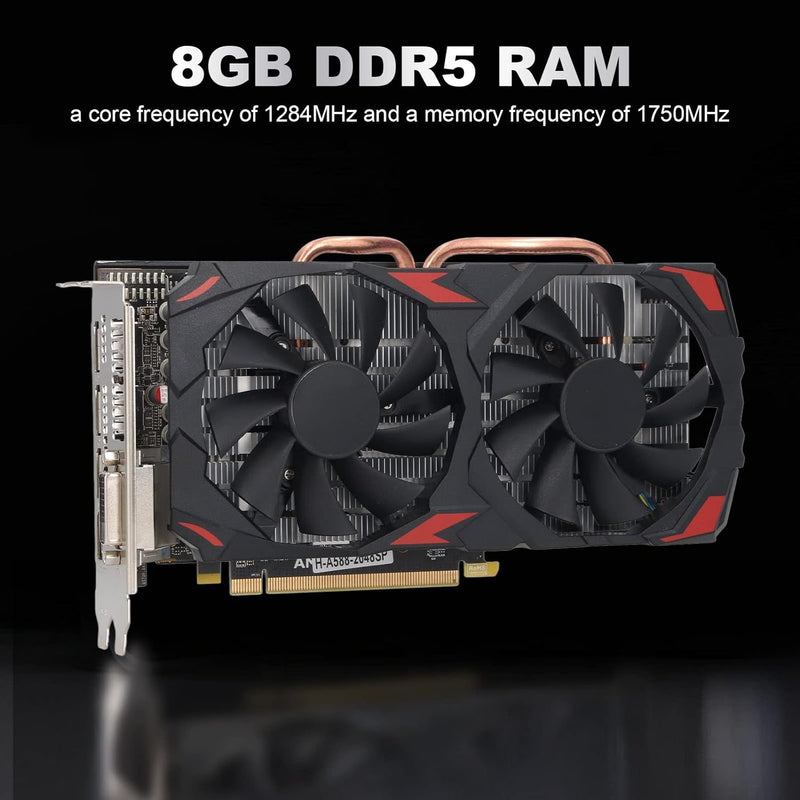 Cuifati Radeon RX 580-Grafikkarte, 8 GB, GDDR5-Gaming-Grafikkarten, 256-Bit-RX 580-Grafikkarte mit Z