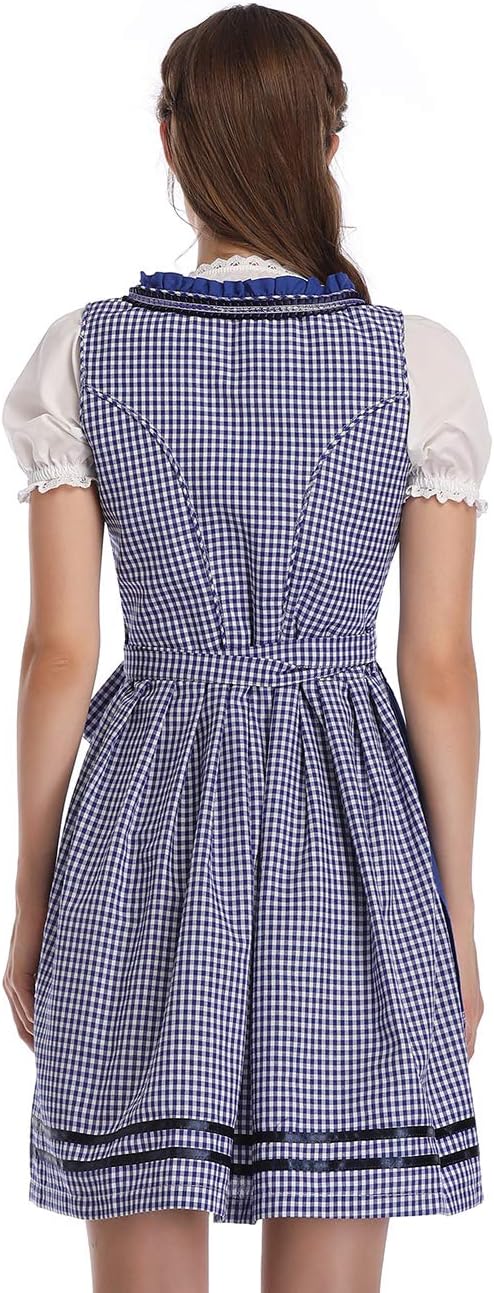 KOJOOIN Trachtenkleid Dirndl Kurz Damen Midi für Oktoberfest 3tlg.- Drei Teilig: Kleid, Bluse, Schür