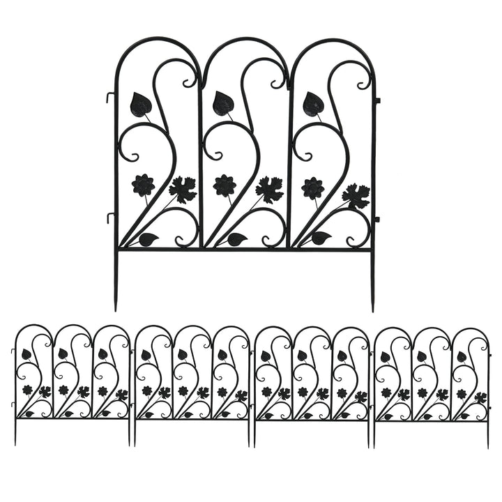 unho 5 Stück Beetzaun Metall Set, Teichzaun Gartenzaun Set Metallzaun Zaun für den Garten, Gitterzau