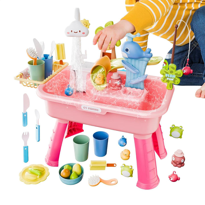 Generisch Wasserspieltisch für Kinder | Angelspiel - 4-in-1 Waschbecken mit fliessendem Wasser und P