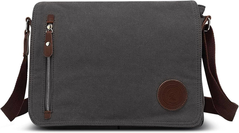 DORRISO Mode Umhängetasche Herren Schultertasche Canvas Schultertaschen für 14 Zoll Laptop Kuriertas