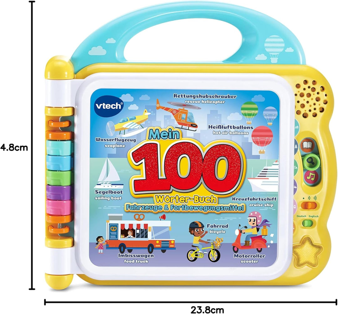 VTech Baby Mein 100-Wörter-Buch: Fahrzeuge und Fortbewegungsmittel – Interaktives Bilderbuch mit übe