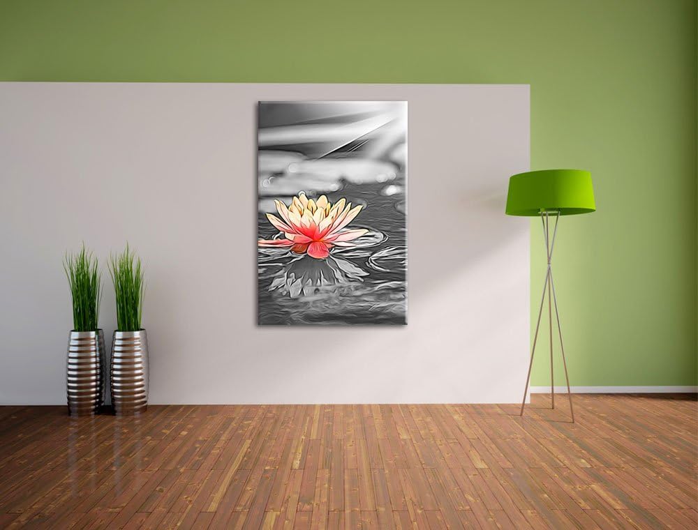 Romantische weisse Seerose, Bild auf Leinwand, XXL riesige Bilder fertig gerahmt mit Keilrahmen, Kun