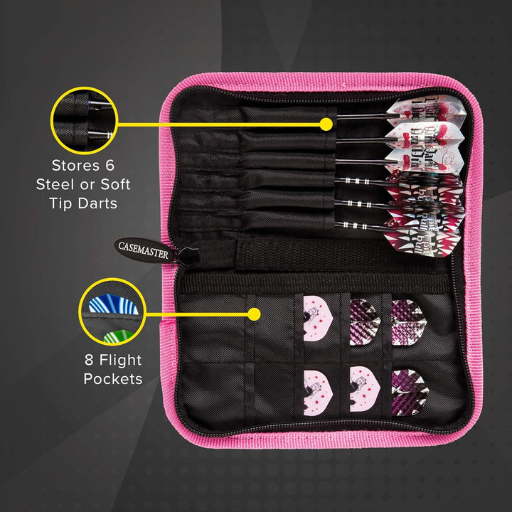 Casemaster Deluxe Aufbewahrungstasche für 6 Darts, Nylon Pink, Pink