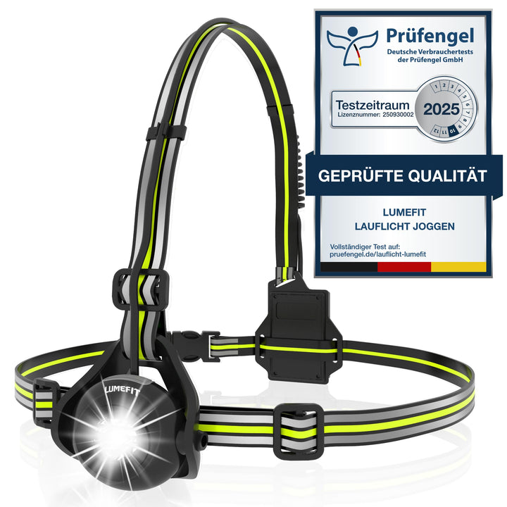 LUMEFIT Lauflicht mit Reflektoren, ideal zum Joggen und Laufen, mit 500 Lumen FrontTaschenlampe, 90°