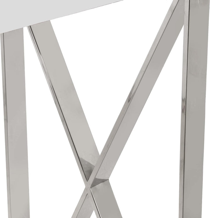 DRW Eingangstisch aus MDF und Metall in Weiss und Grau 120 x 40 x 80 cm, bunt, estandar