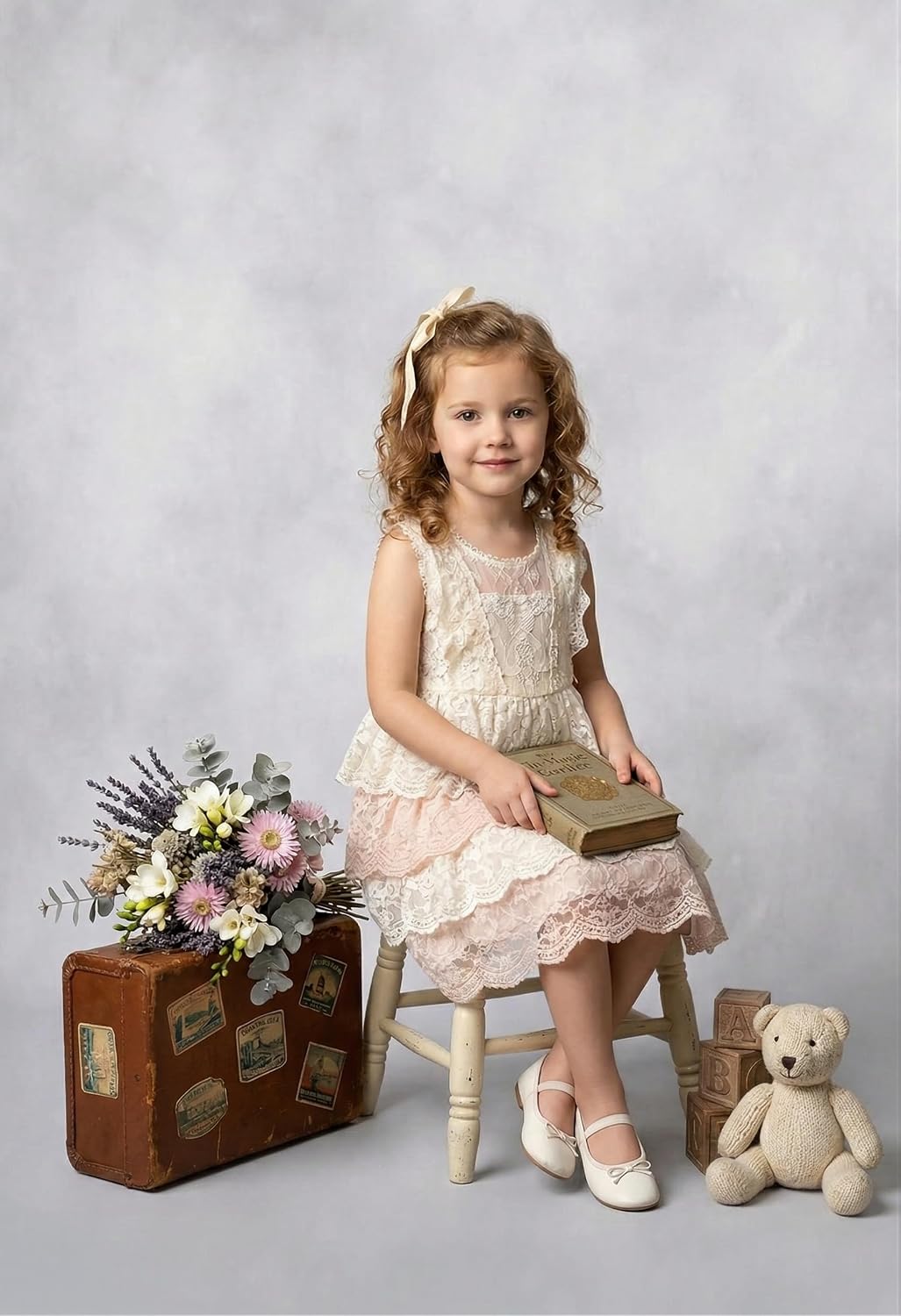 Kate Photocall Weiss 3x3m/10x10ft Vintage Foto Stusio Smokey Grey Portrait Hintergrund für Neugebore